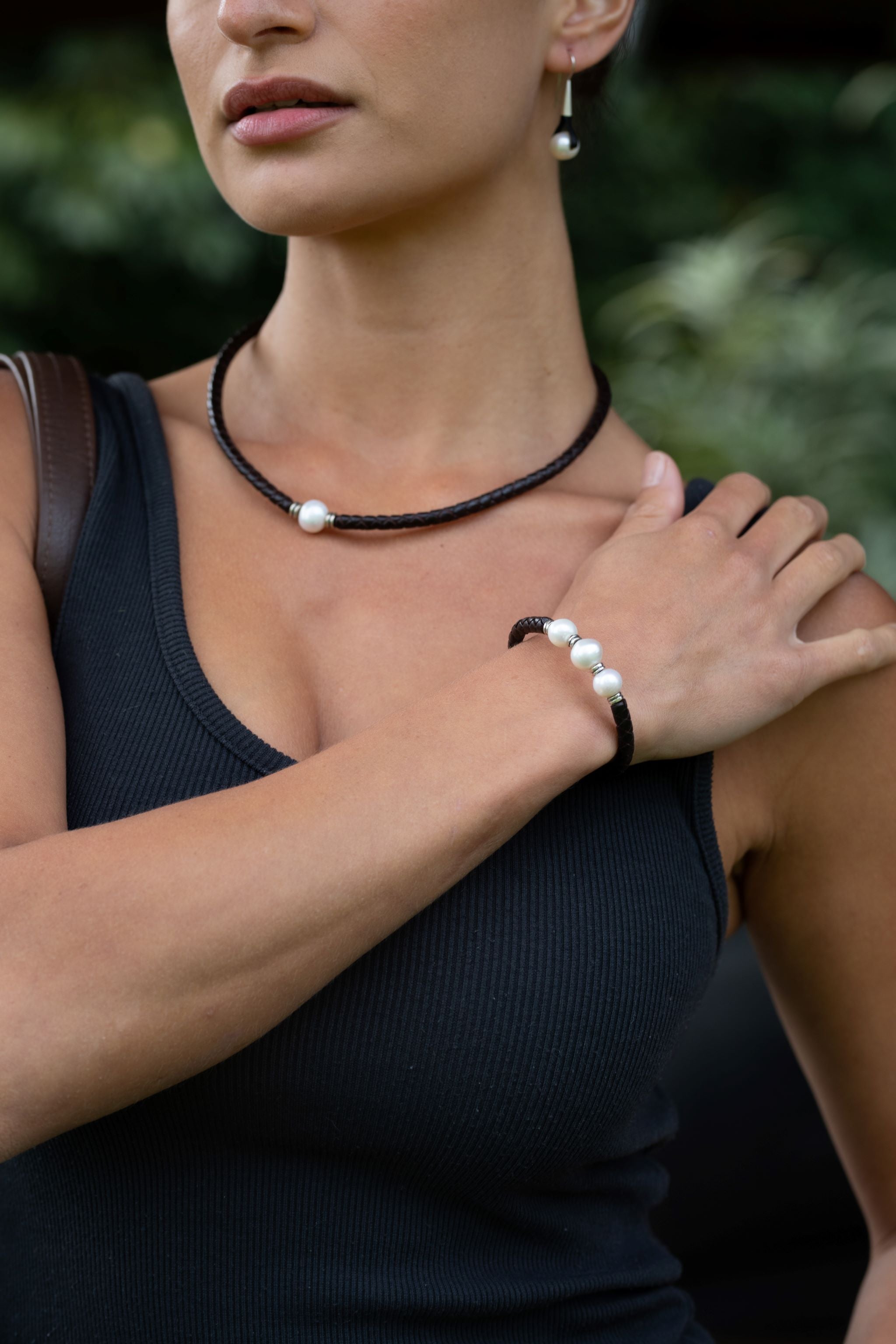 Plaited Bracelet w/ 3 Fresh Water Pearls