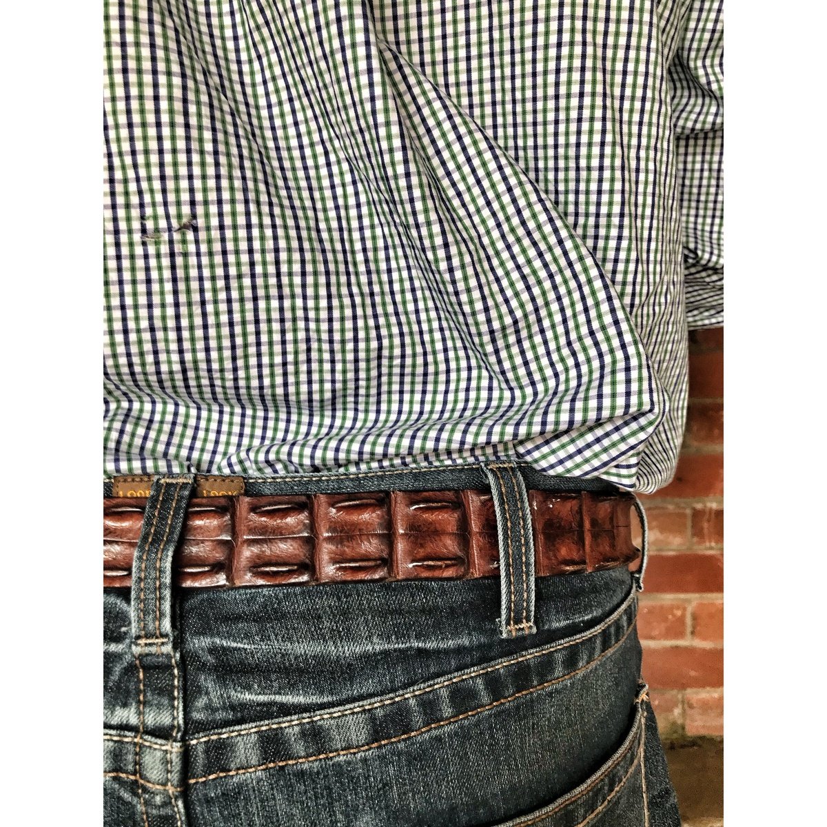 Crocodile Hornback Belt - cowhide backed