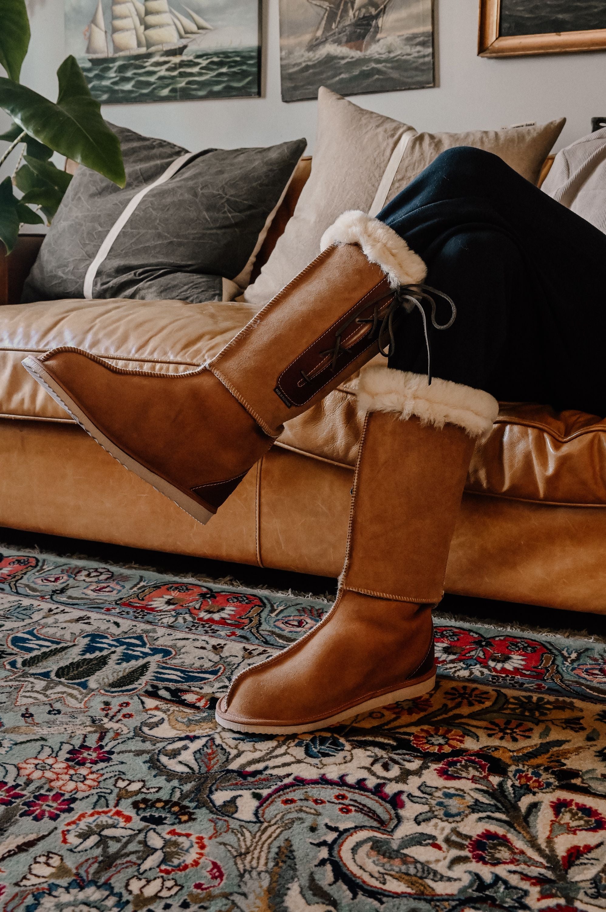 Long Lace Ugg Boot- Chestnut