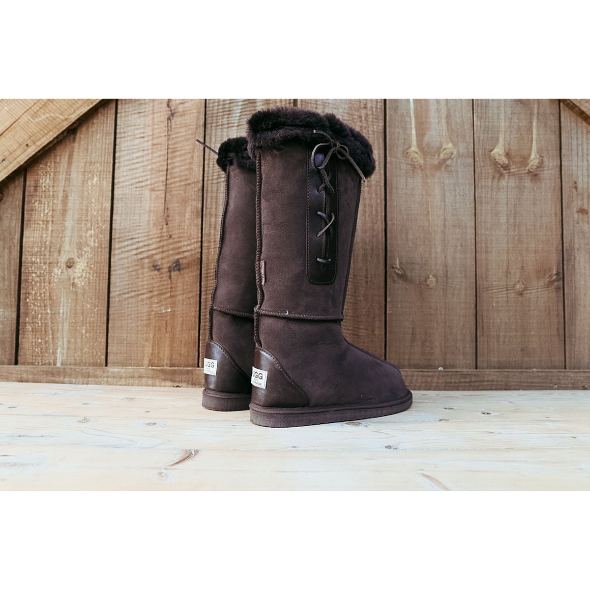 Long Lace Ugg Boot- Chocolate