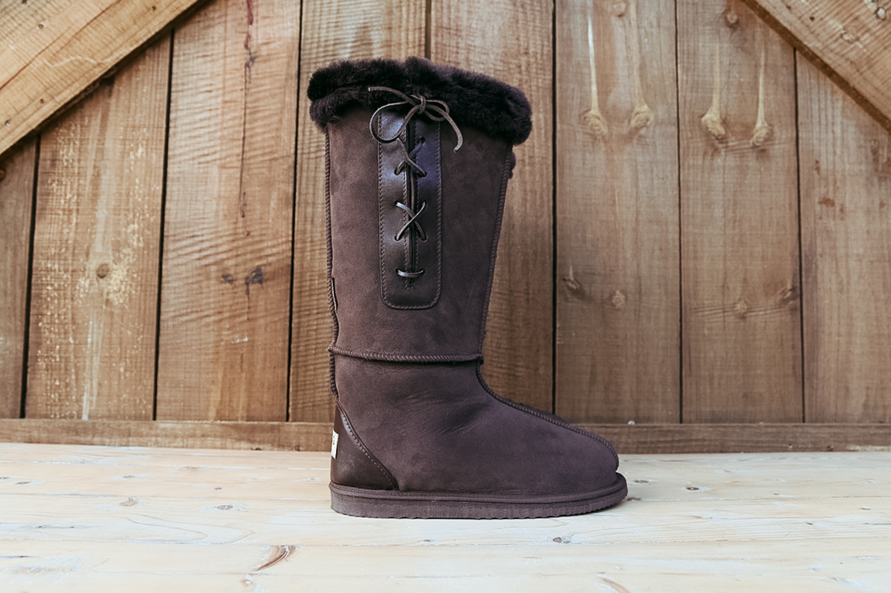 Long Lace Ugg Boot- Chocolate