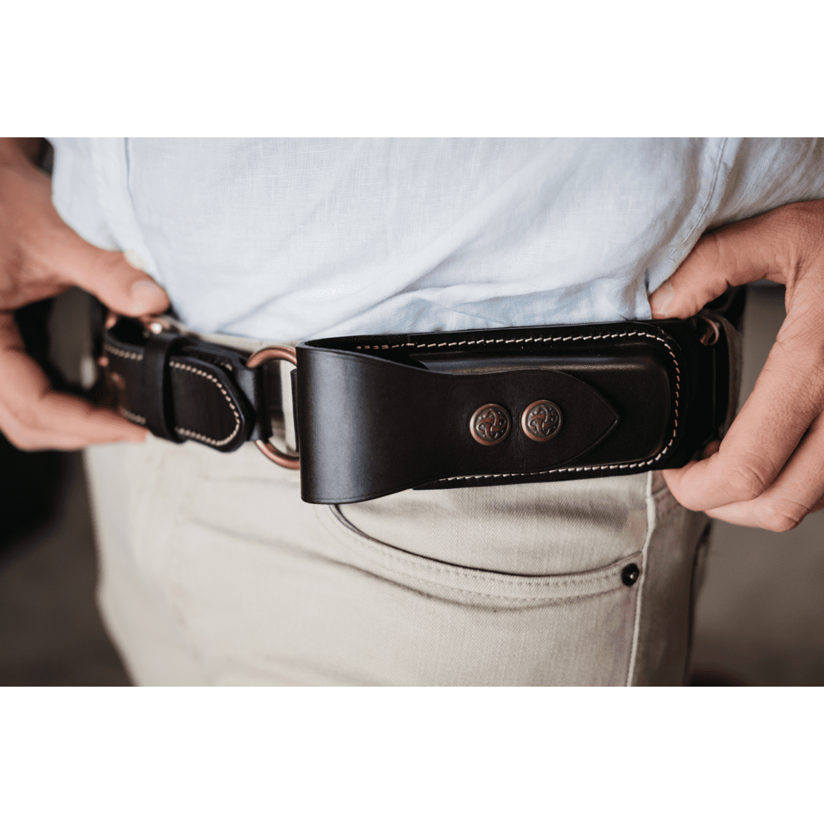 Hobble Belt with Leatherman Pouch - Aussie Bush Leather