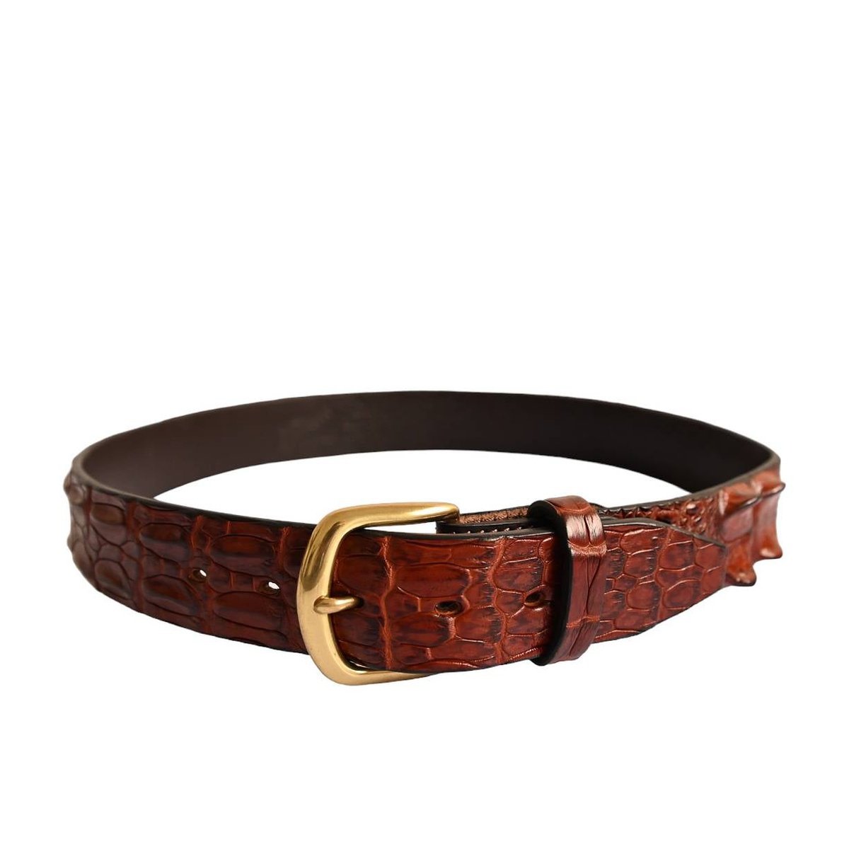 Crocodile Hornback Belt - cowhide backed